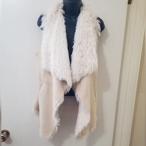 Icing Fully Faux Fur Lined Vegan Suede Drape Vest | S/M |
